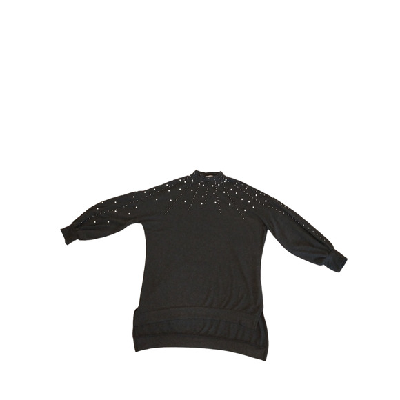 Women's Pearl Beaded Size Large Knit Gray Tunic Layers Maximalist Lagenlook Cute - Picture 8 of 12